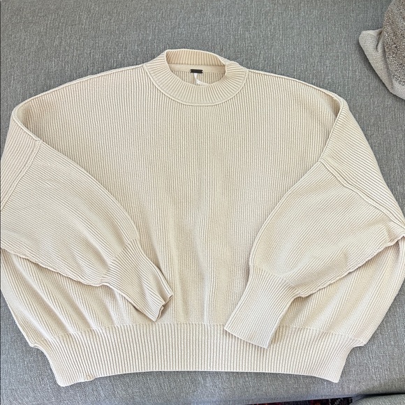 Free People Sweaters - Free People Ivory Ribbed Knit Top